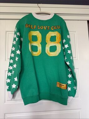 SABBI Green "Self Love Club" 88 Crewneck Sweatshirt Xs NWT